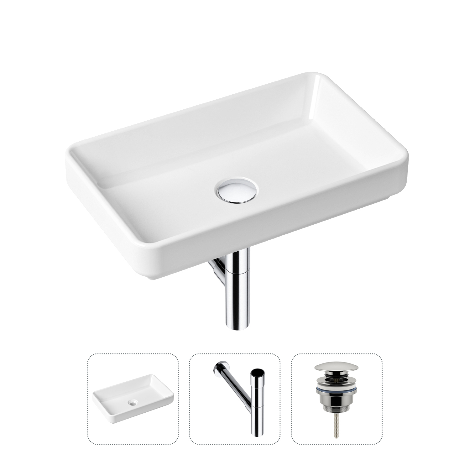 фото Комплект 3 в 1 lavinia boho bathroom sink 21520134: раковина 55 см, сифон, донный клапан