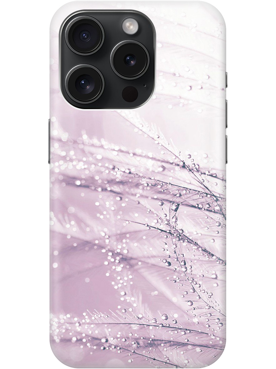 

Силиконовый чехол на Apple iPhone 15 Pro с принтом "Капли на розовой траве" прозрачный, Розовый, 20000009