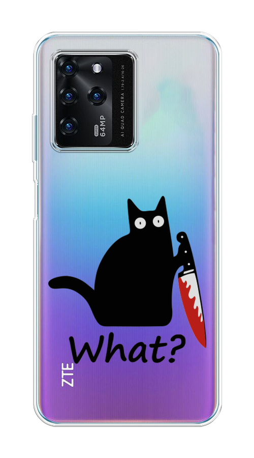

Чехол на ZTE Blade V30 "Котик с ножом", Черный;красный, 135350-6