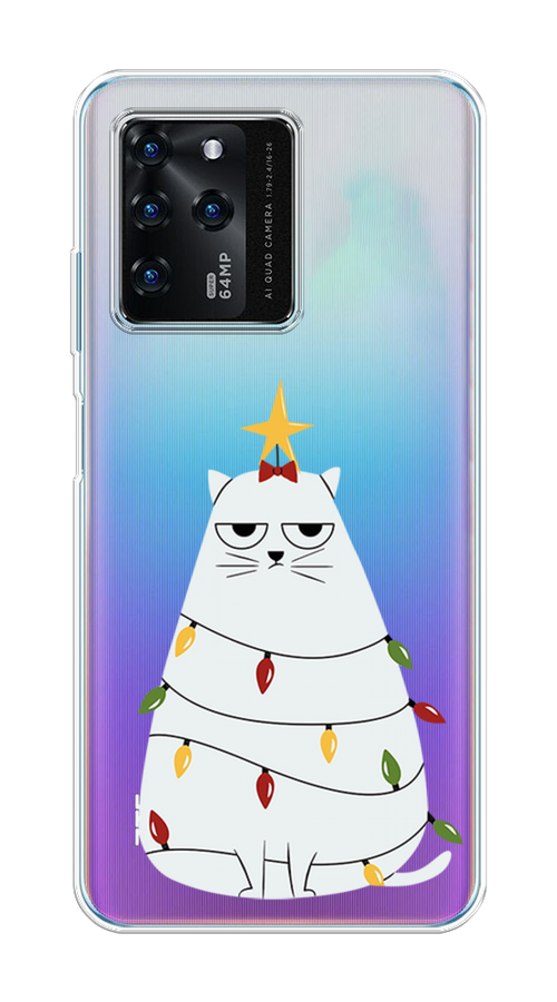 

Чехол на ZTE Blade V30 "Котик в гирлянде", Белый;красный;желтый, 135350-1