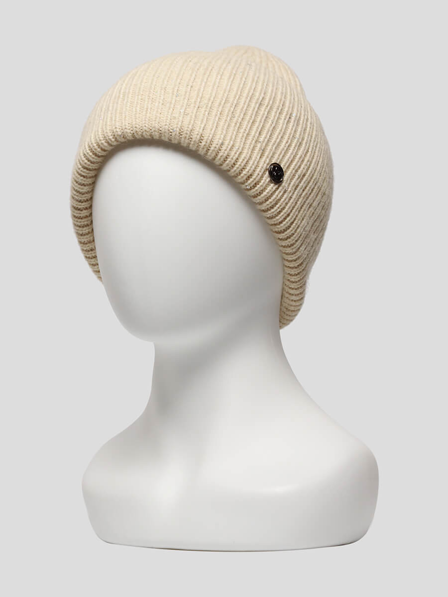 

Шапка бини женская Vitacci FG0084 бежевая, Бежевый, FG0084