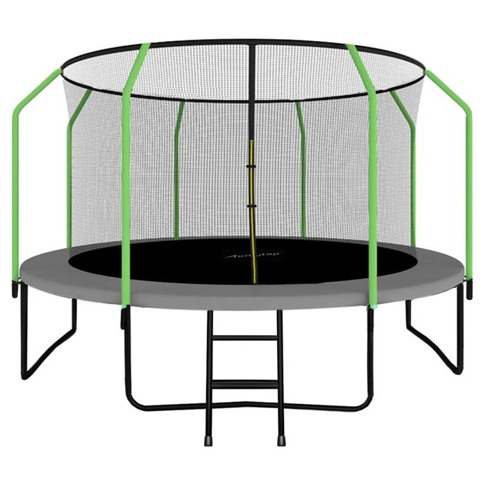 Батут ONLITOP, d=427 см, с внутренней защитной сеткой, цвет серый/салатовый