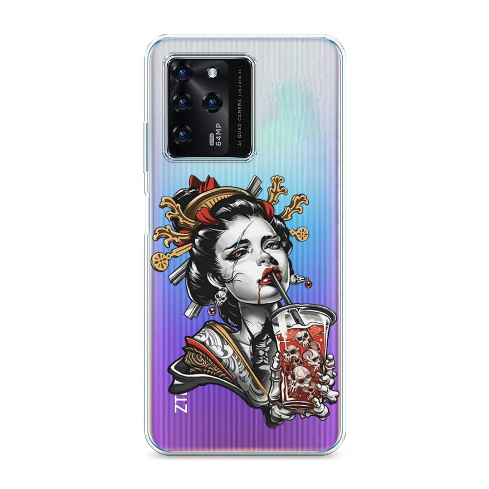 

Чехол на ZTE Blade V30 "Опасная гейша", Красный;черный;серый, 135350-4