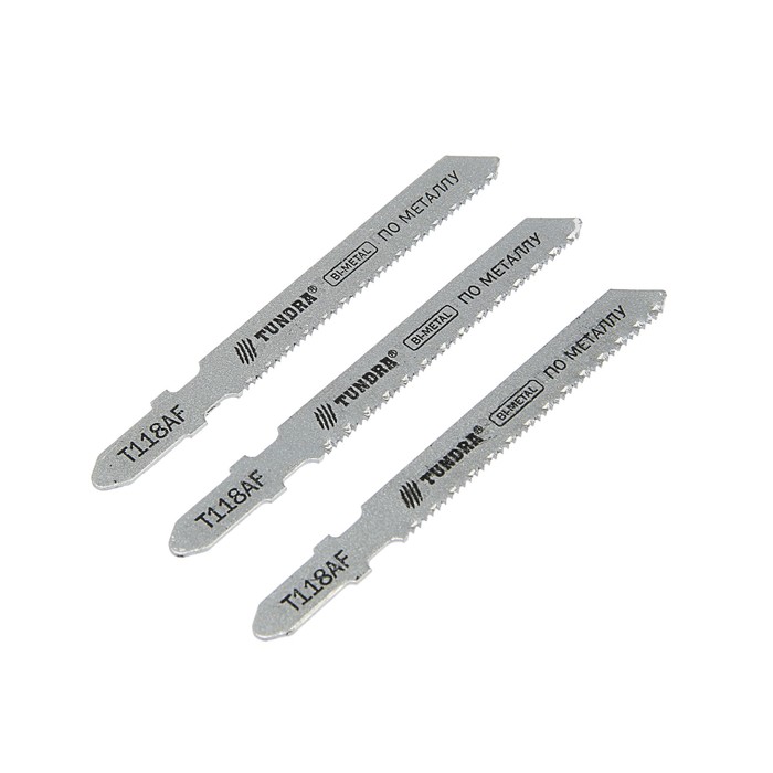 

Пилки для лобзика ТУНДРА, BIMETAL, по металлу, 3 шт. 50/75 х 1.2 мм, T118AF