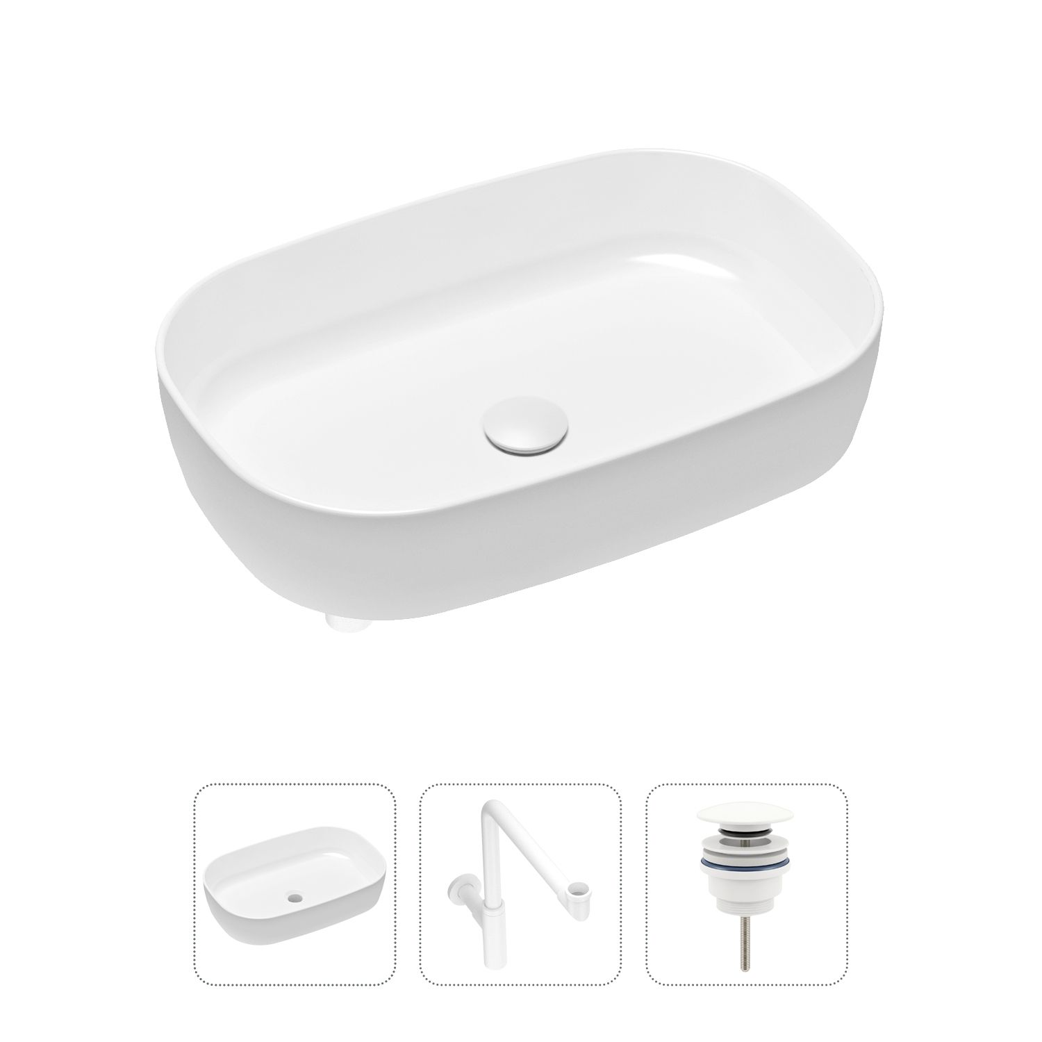 фото Комплект 3 в 1 lavinia boho bathroom sink 21520108: раковина 54 см, сифон, донный клапан