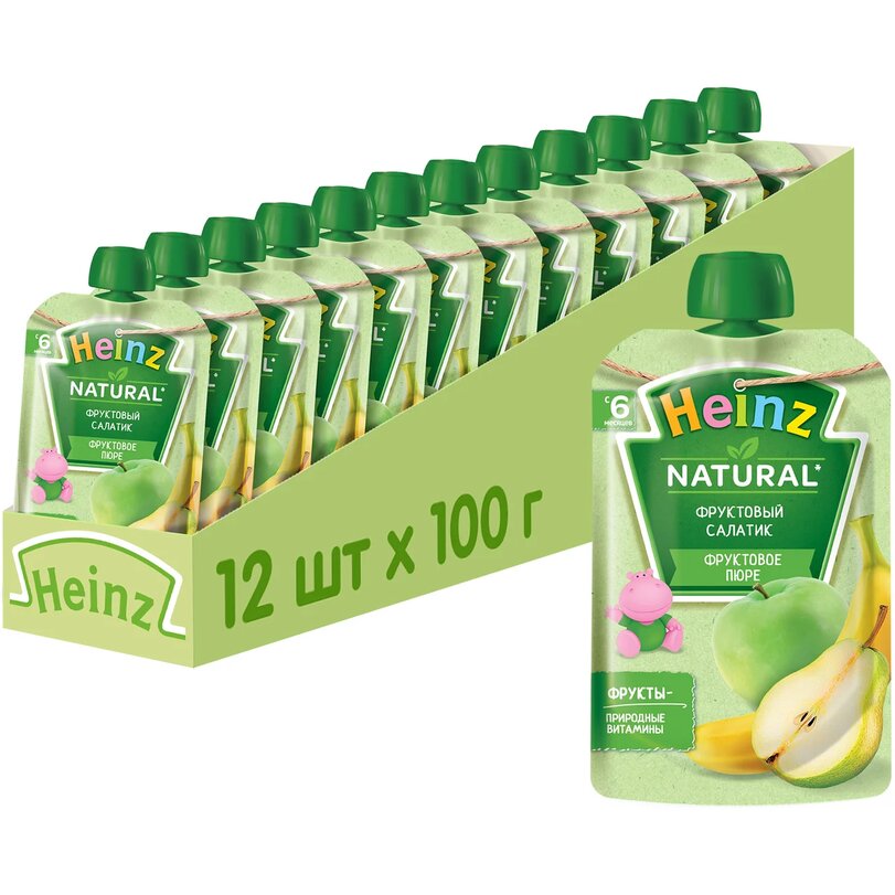 

Пюре фруктовое Heinz фруктовый салатик, 6 мес., 12шт, Фруктовый салатик