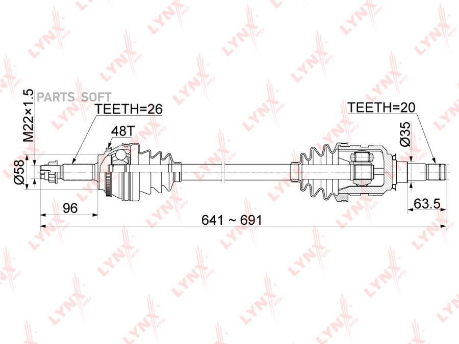 

Вал приводной в сборе передний левый TOYOTA Lynx CD1154A