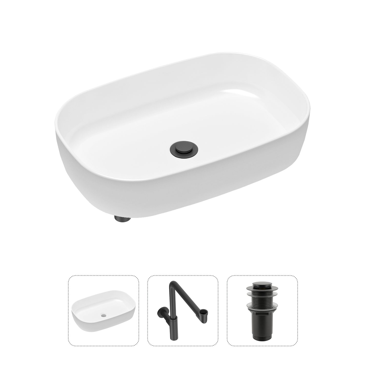 фото Комплект 3 в 1 lavinia boho bathroom sink 21520101: раковина 54 см, сифон, донный клапан