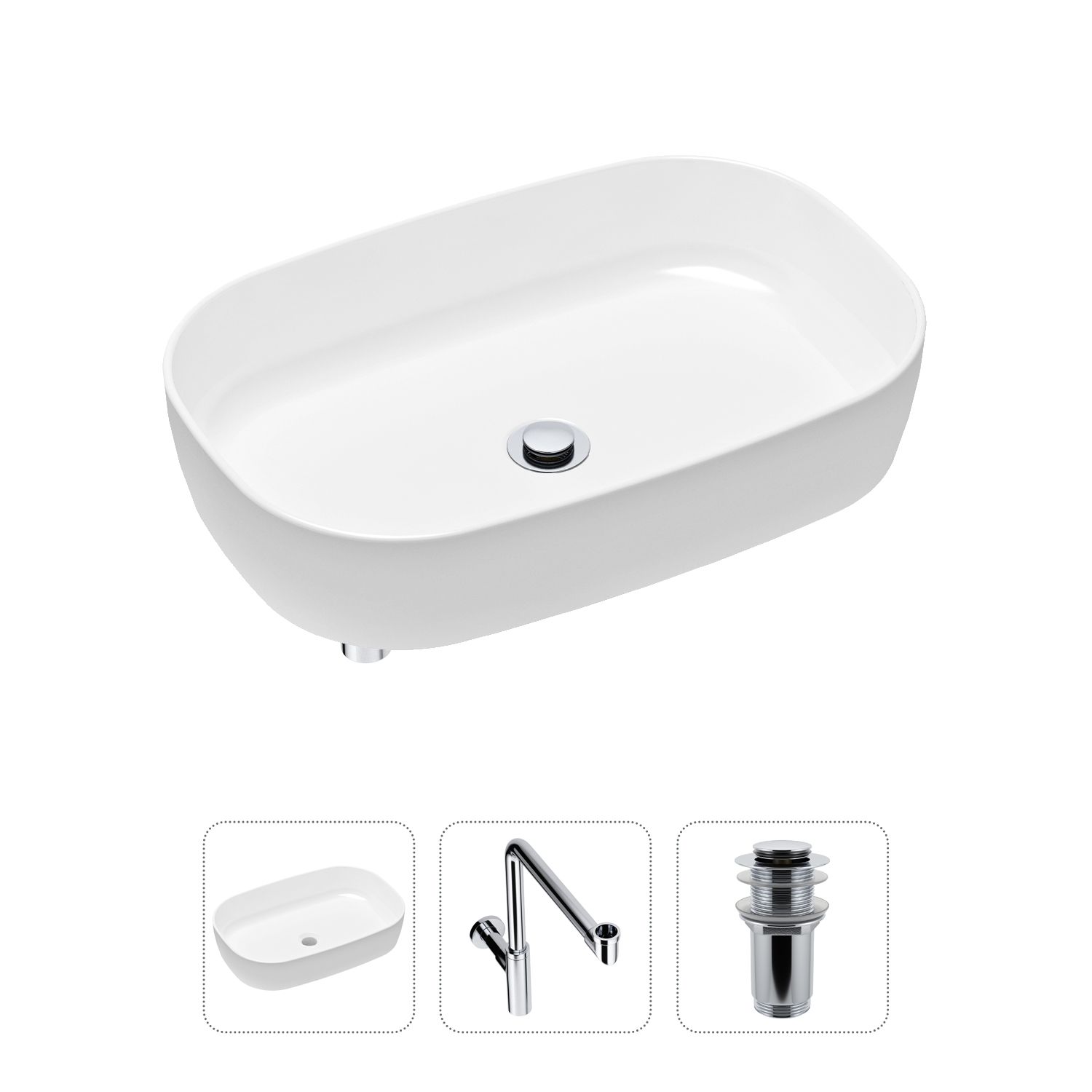 Комплект 3 в 1 Lavinia Boho Bathroom Sink 21520099: раковина 54 см, сифон, донный клапан набор чашек кофейных роза ложки из серебра 4 предмета