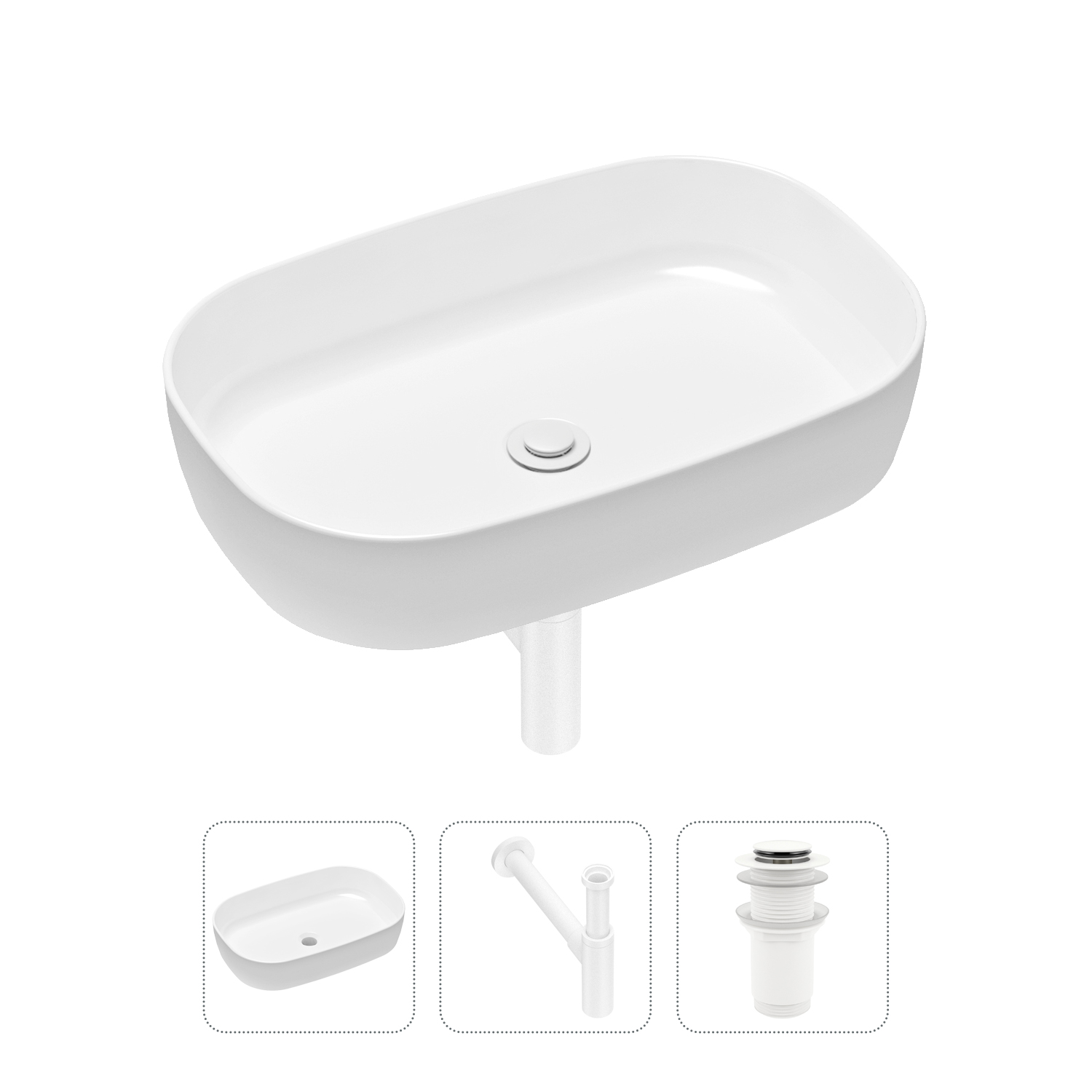 фото Комплект 3 в 1 lavinia boho bathroom sink 21520097: раковина 54 см, сифон, донный клапан