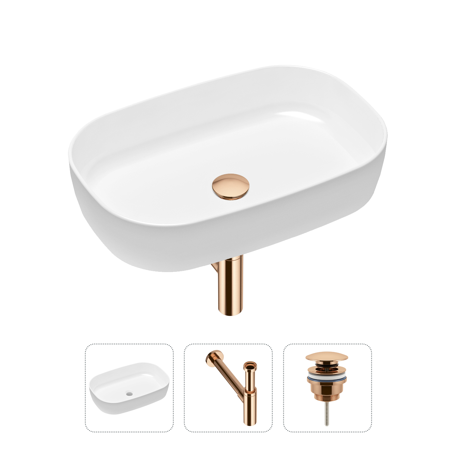 фото Комплект 3 в 1 lavinia boho bathroom sink 21520096: раковина 54 см, сифон, донный клапан