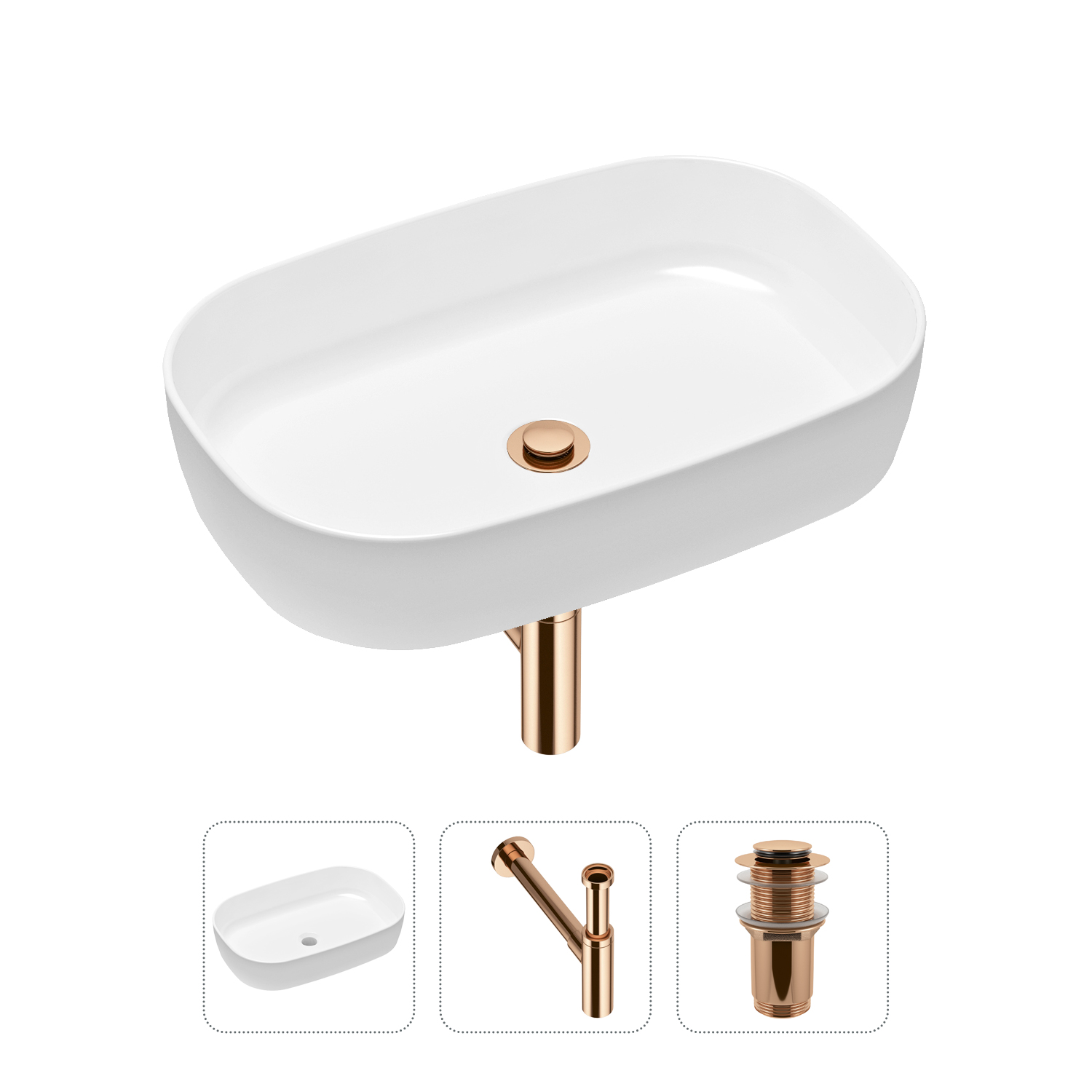 фото Комплект 3 в 1 lavinia boho bathroom sink 21520095: раковина 54 см, сифон, донный клапан