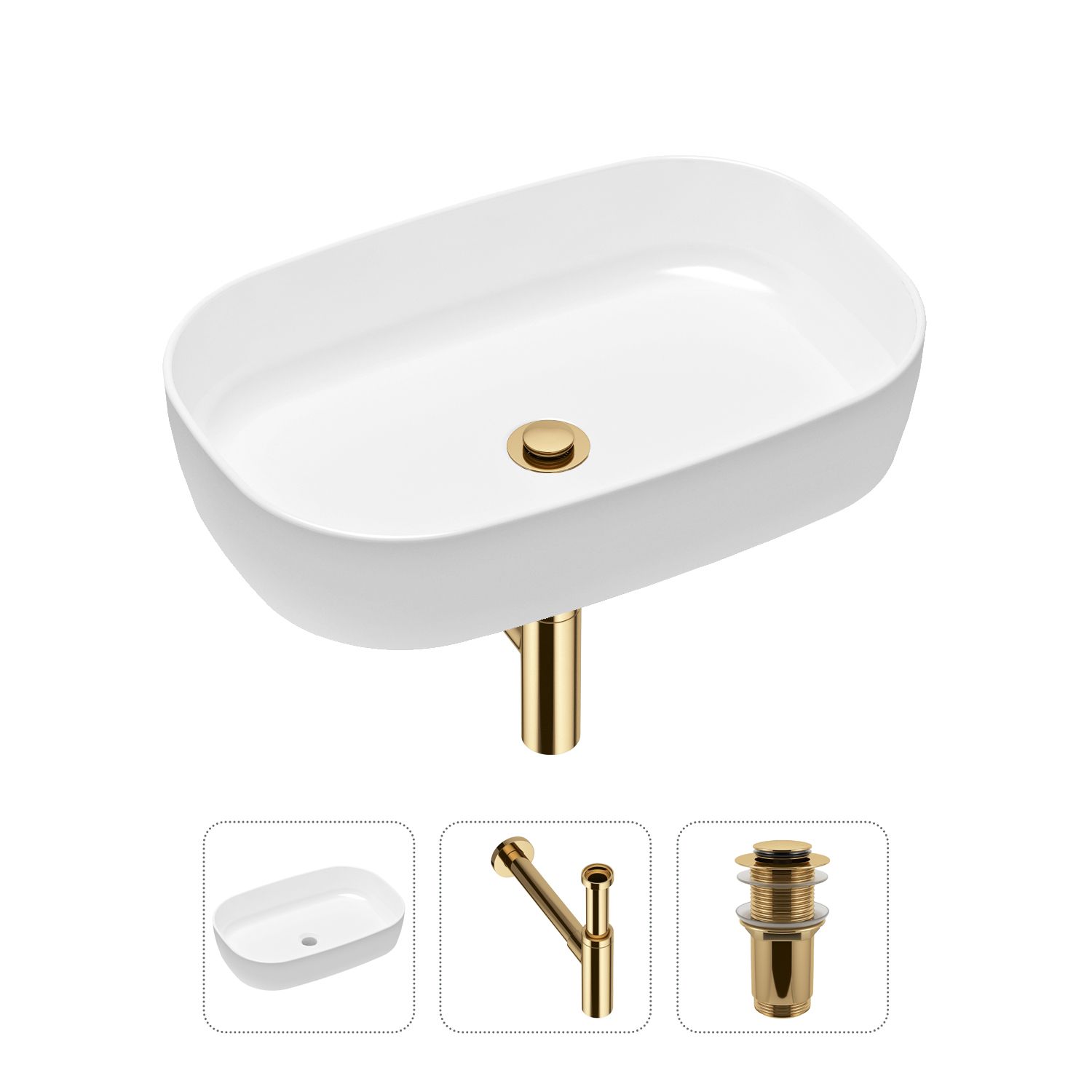 Комплект 3 в 1 Lavinia Boho Bathroom Sink 21520093: раковина 54 см, сифон, донный клапан