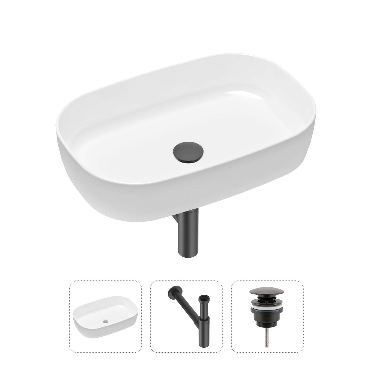 фото Комплект 3 в 1 lavinia boho bathroom sink 21520092: раковина 54 см, сифон, донный клапан