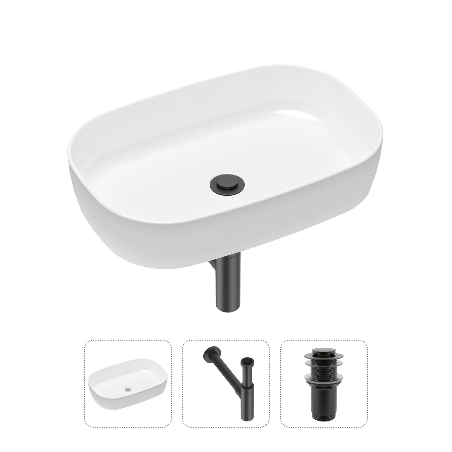 фото Комплект 3 в 1 lavinia boho bathroom sink 21520091: раковина 54 см, сифон, донный клапан