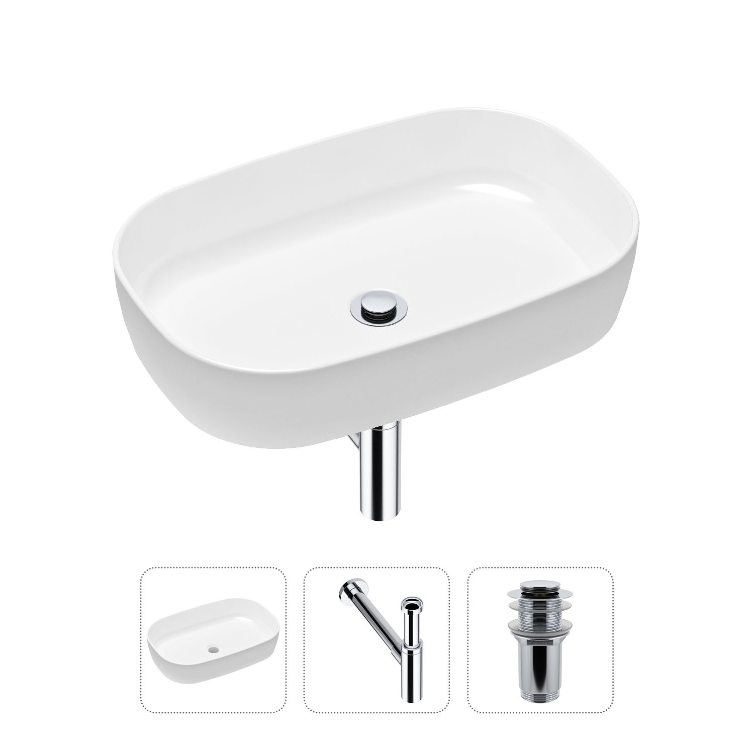 фото Комплект 3 в 1 lavinia boho bathroom sink 21520089: раковина 54 см, сифон, донный клапан