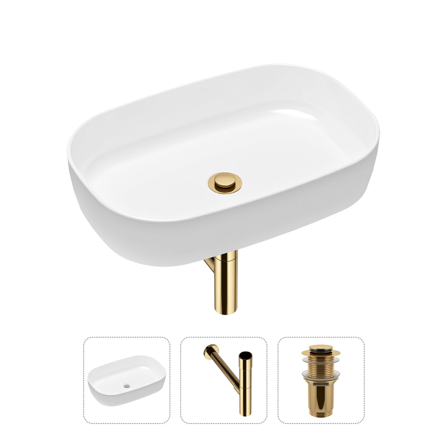 фото Комплект 3 в 1 lavinia boho bathroom sink 21520083: раковина 54 см, сифон, донный клапан