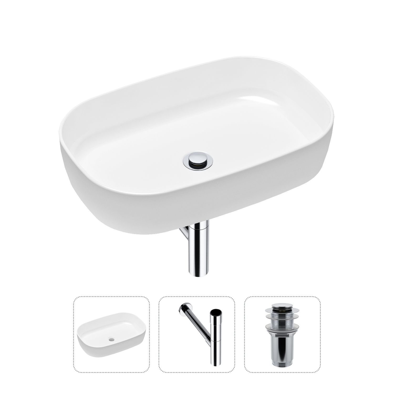 фото Комплект 3 в 1 lavinia boho bathroom sink 21520079: раковина 54 см, сифон, донный клапан