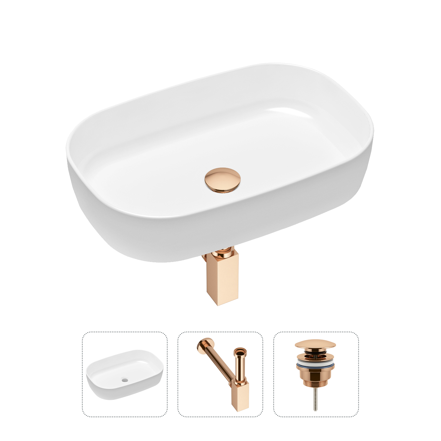 фото Комплект 3 в 1 lavinia boho bathroom sink 21520076: раковина 54 см, сифон, донный клапан