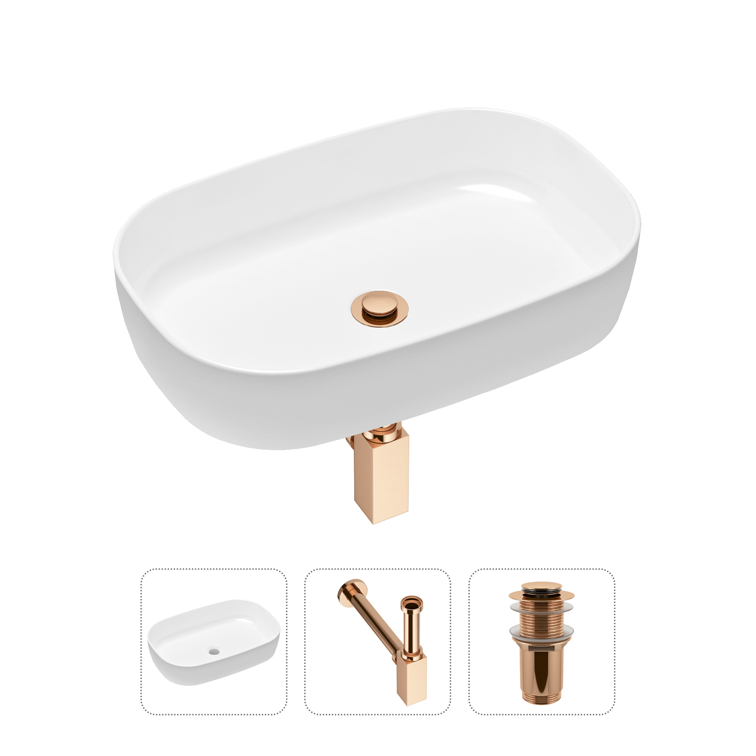 Комплект 3 в 1 Lavinia Boho Bathroom Sink 21520075: раковина 54 см, сифон, донный клапан