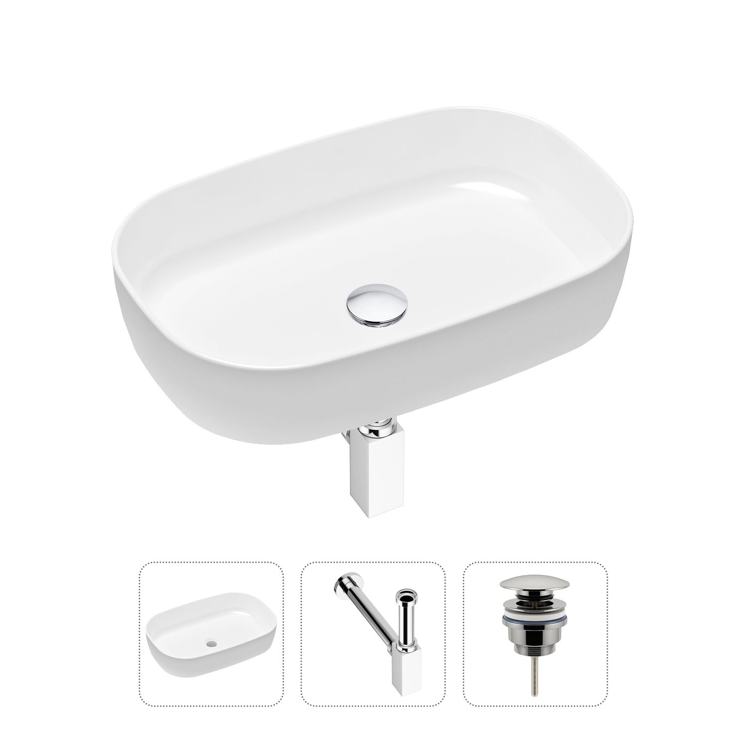 фото Комплект 3 в 1 lavinia boho bathroom sink 21520070: раковина 54 см, сифон, донный клапан