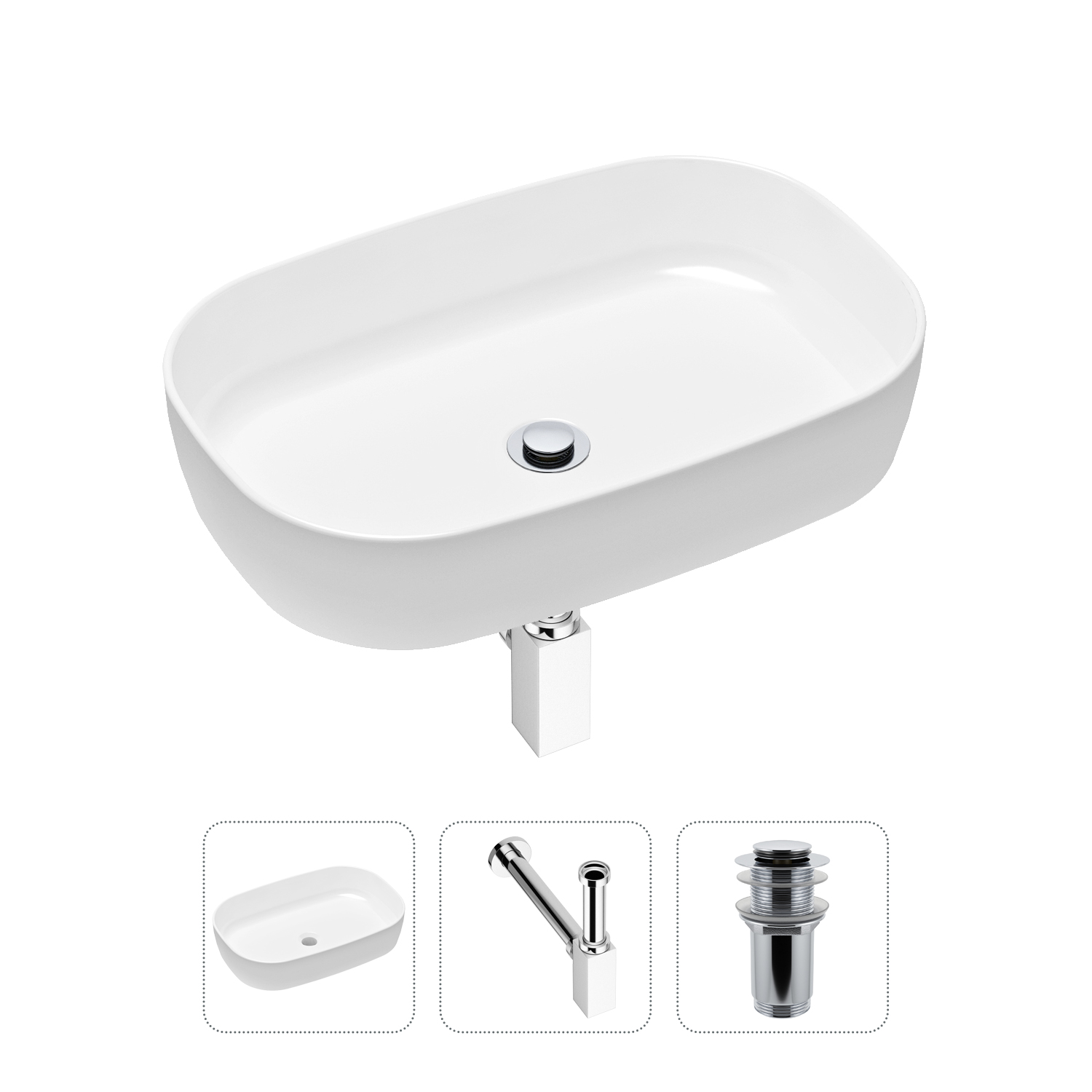 фото Комплект 3 в 1 lavinia boho bathroom sink 21520069: раковина 54 см, сифон, донный клапан