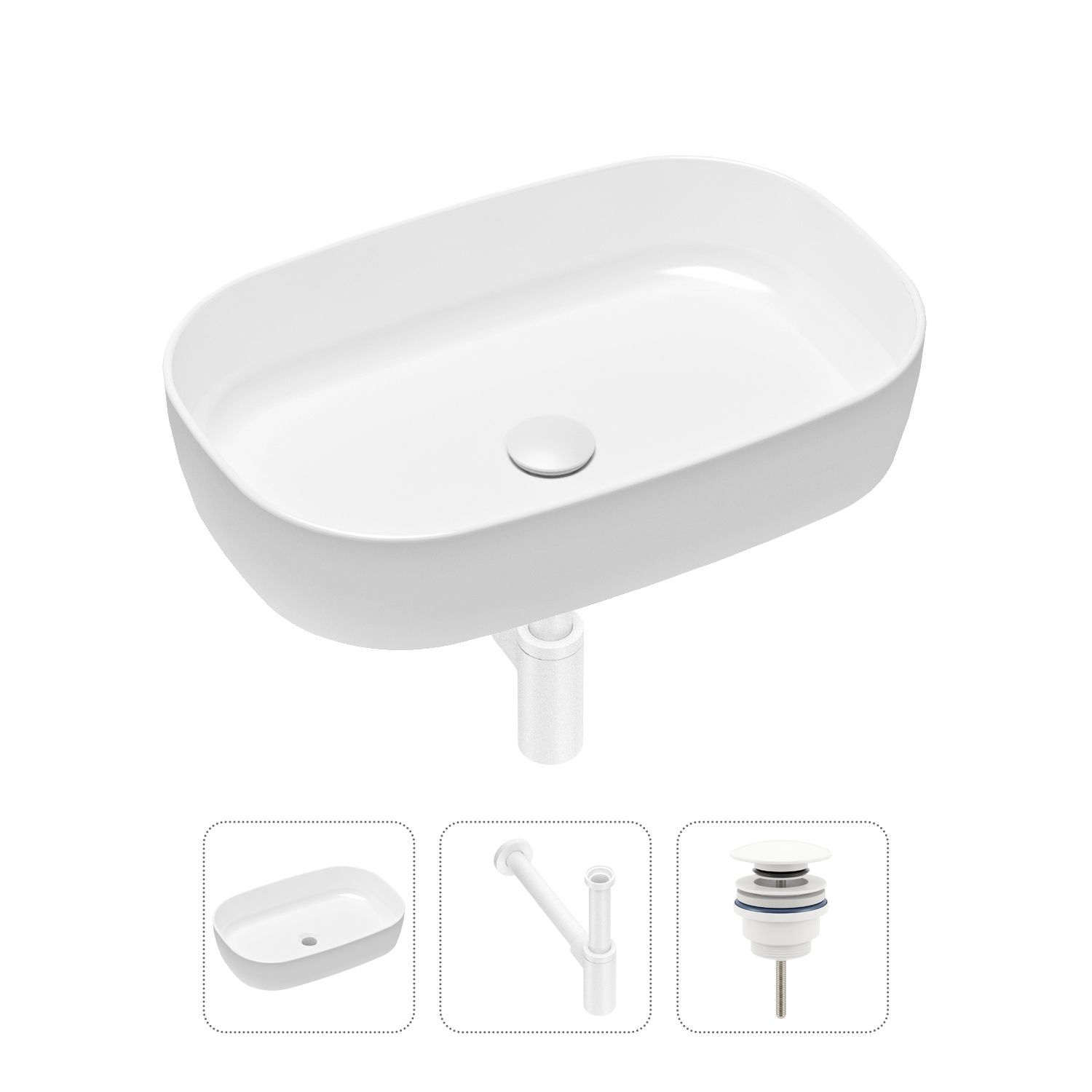 фото Комплект 3 в 1 lavinia boho bathroom sink 21520068: раковина 54 см, сифон, донный клапан