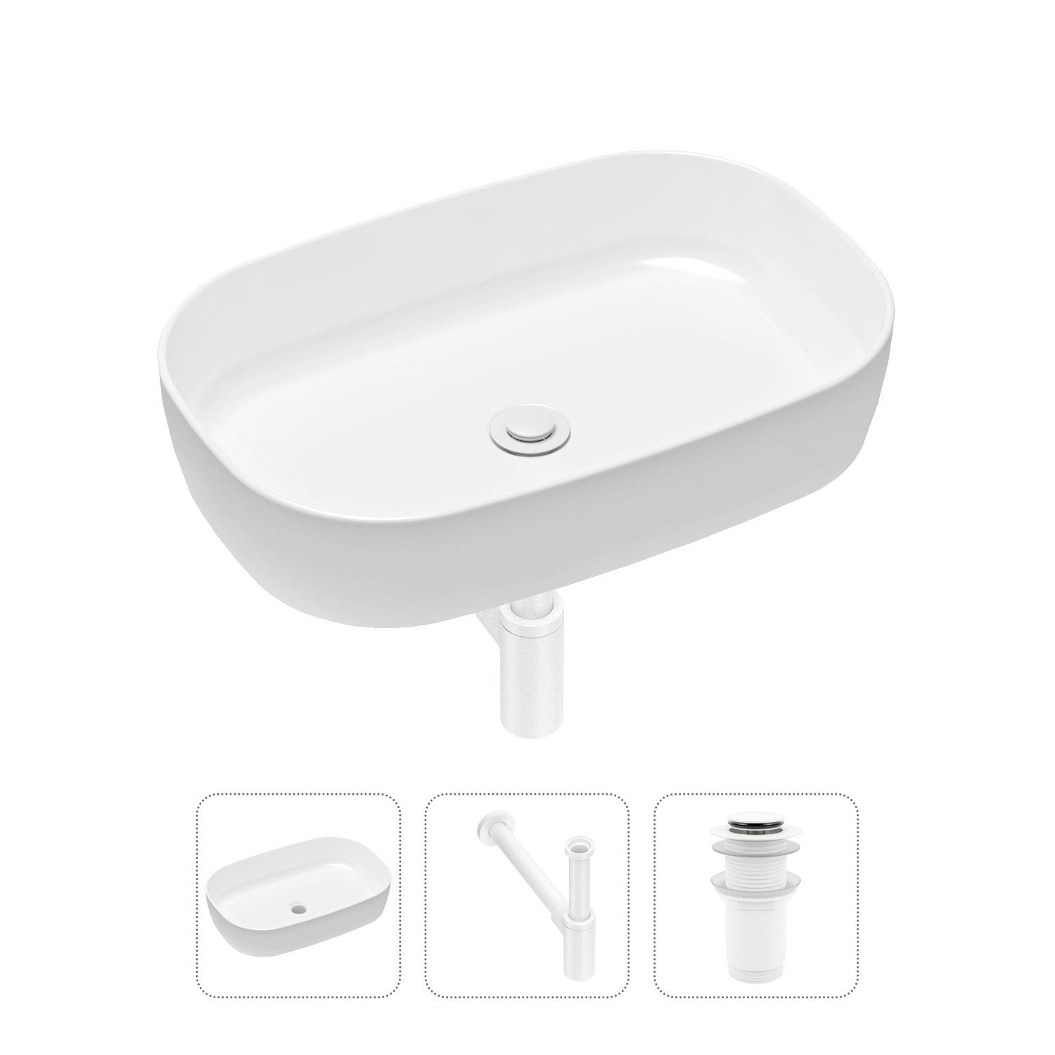 фото Комплект 3 в 1 lavinia boho bathroom sink 21520067: раковина 54 см, сифон, донный клапан