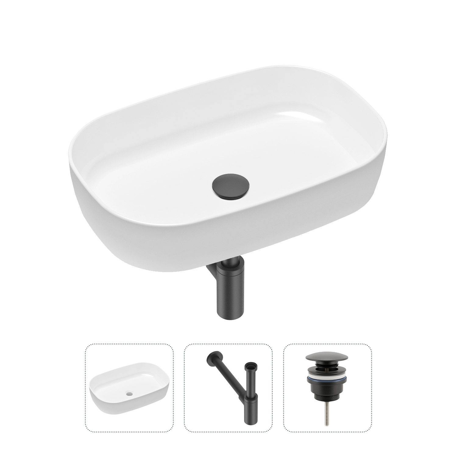 Комплект 3 в 1 Lavinia Boho Bathroom Sink 21520062: раковина 54 см, сифон, донный клапан набор чашек кофейных роза ложки из серебра 4 предмета