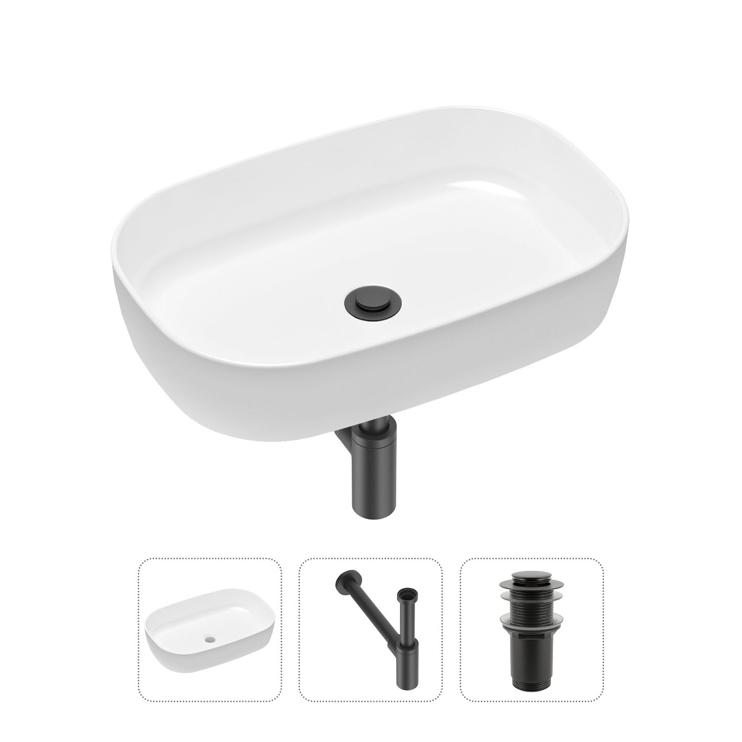 фото Комплект 3 в 1 lavinia boho bathroom sink 21520061: раковина 54 см,сифон, донный клапан