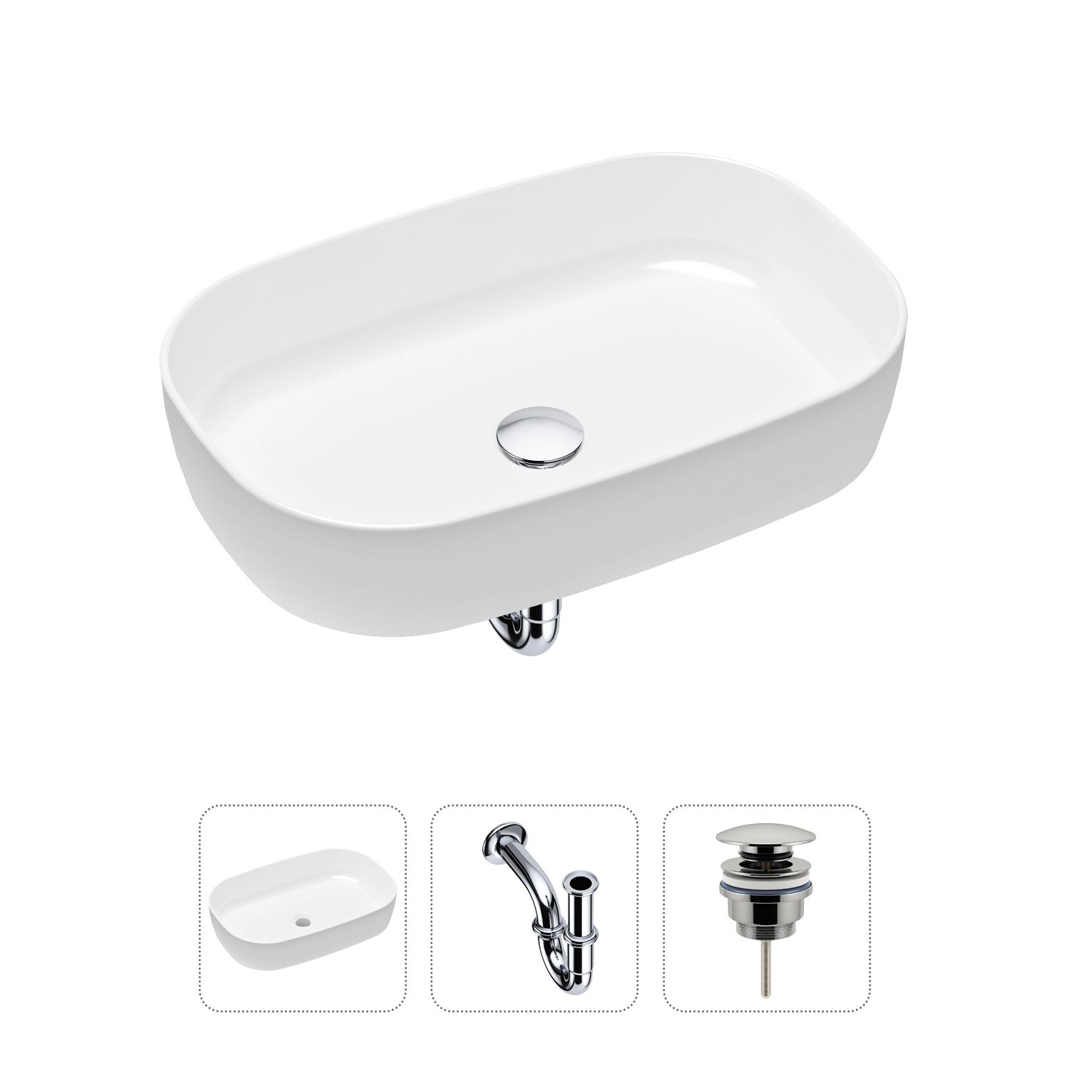 Комплект 3 в 1 Lavinia Boho Bathroom Sink 21520056: раковина 54 см, сифон, донный клапан