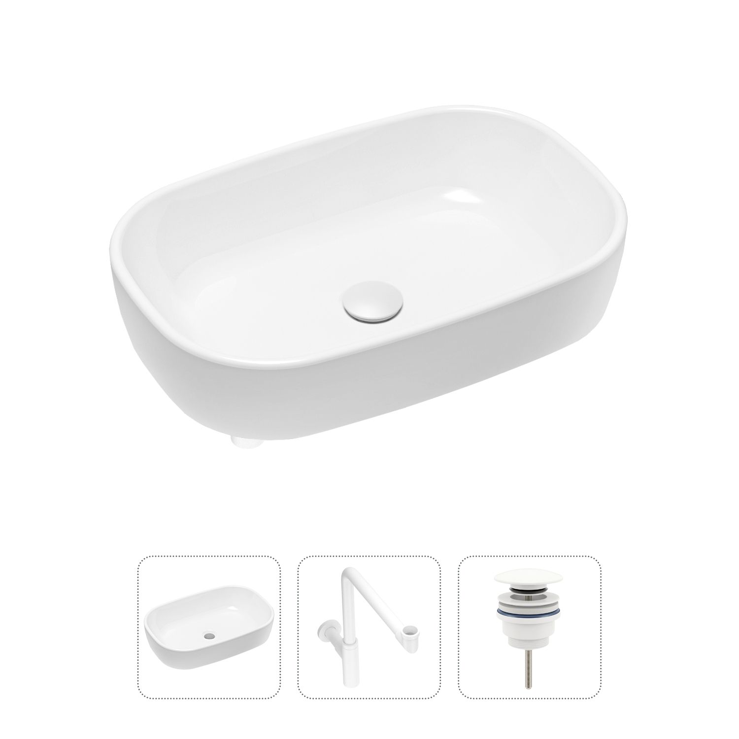 фото Комплект 3 в 1 lavinia boho bathroom sink 21520054: раковина 54 см, сифон, донный клапан