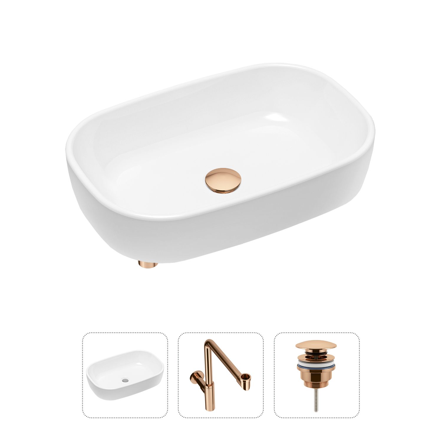 фото Комплект 3 в 1 lavinia boho bathroom sink 21520052: раковина 54 см, сифон, донный клапан