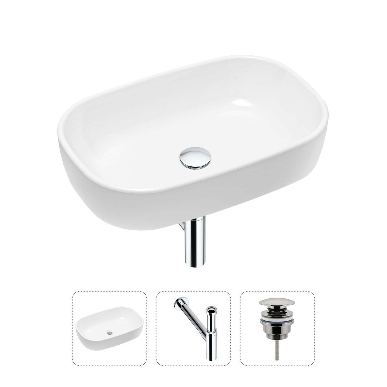 фото Комплект 3 в 1 lavinia boho bathroom sink 21520036: раковина 54 см, сифон, донный клапан