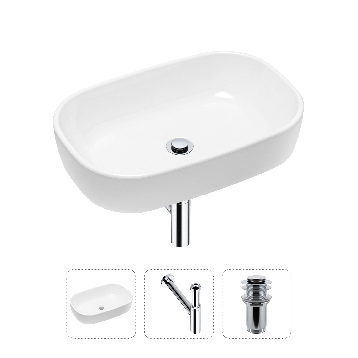 фото Комплект 3 в 1 lavinia boho bathroom sink 21520035: раковина 54 см, сифон, донный клапан