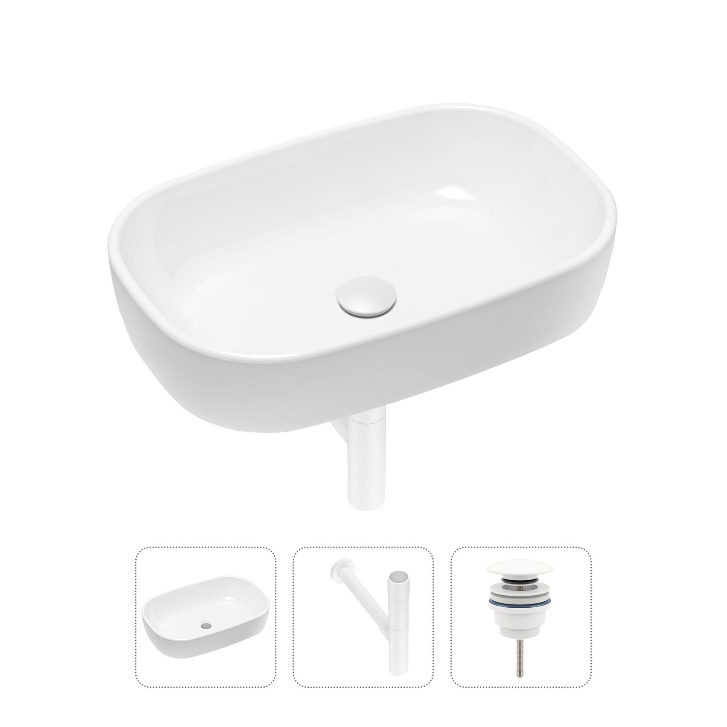 фото Комплект 3 в 1 lavinia boho bathroom sink 21520034: раковина 54 см, сифон, донный клапан