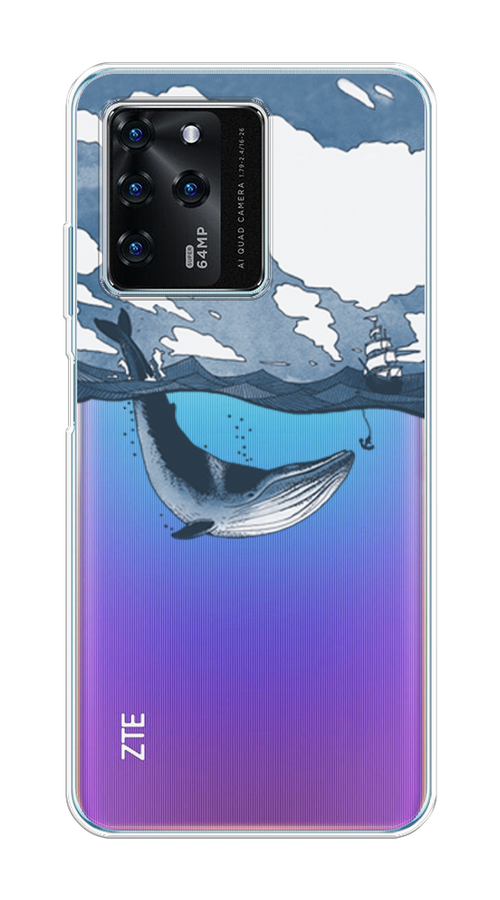 

Чехол на ZTE Blade V30 "Большой кит", Синий, 135350-1