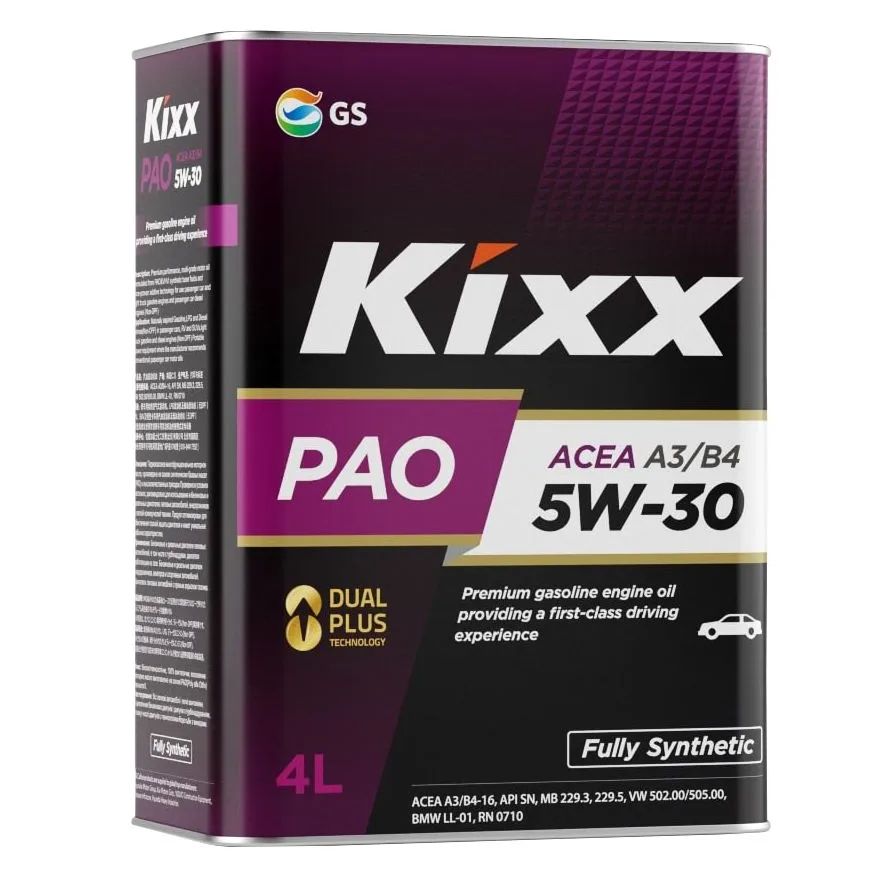 Моторное масло Kixx синтетическое pao а3/в4 5w30 4л