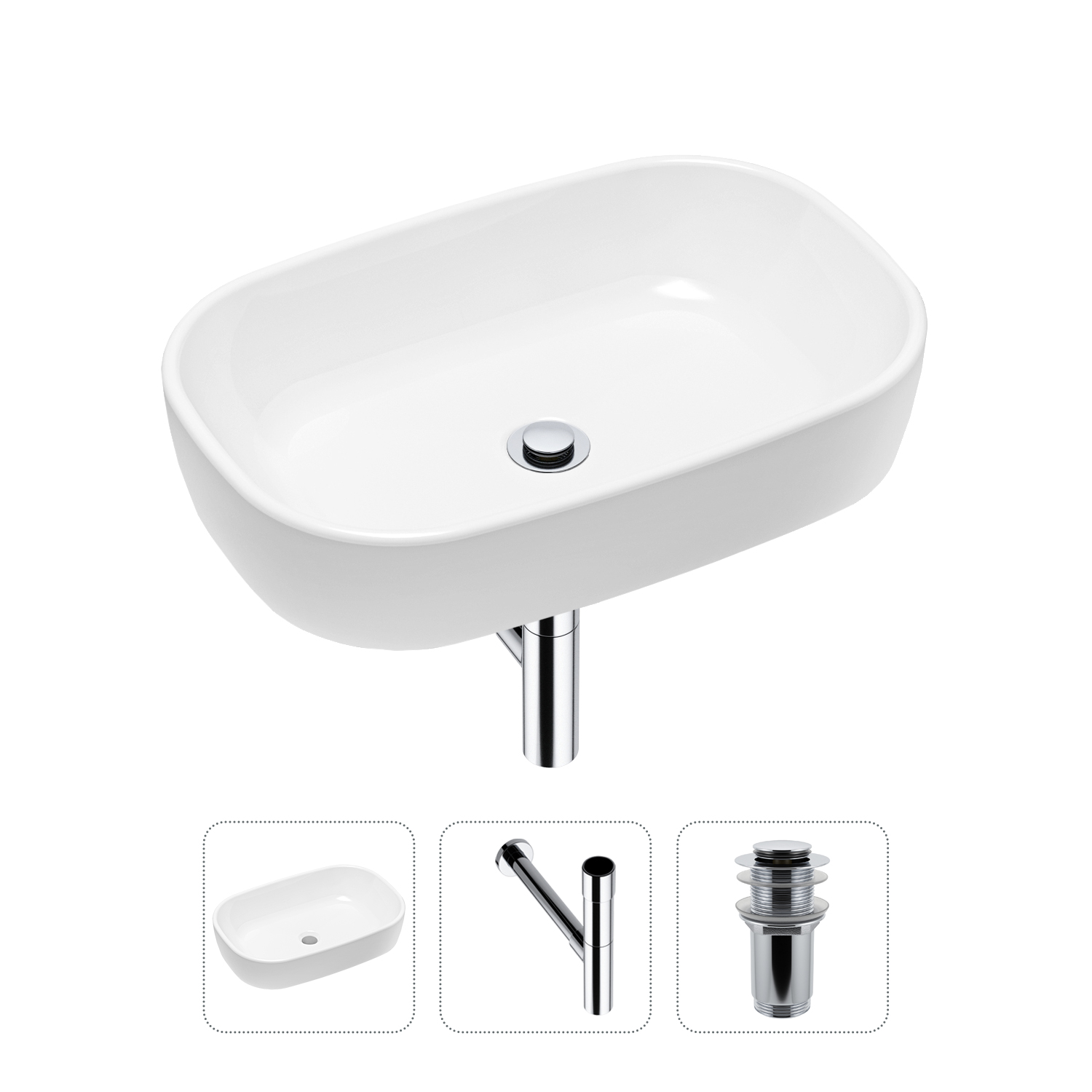 фото Комплект 3 в 1 lavinia boho bathroom sink 21520025: раковина 54 см, сифон, донный клапан