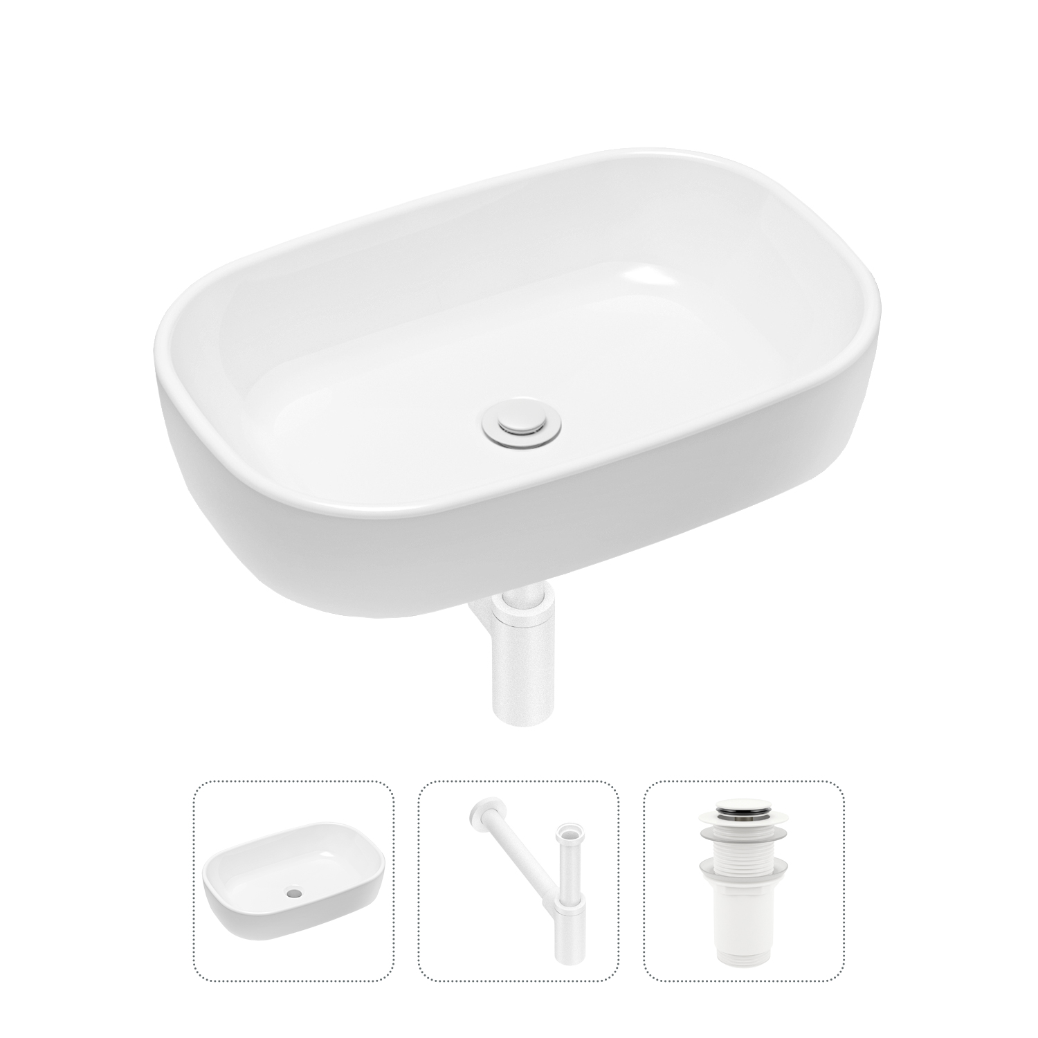 фото Комплект 3 в 1 lavinia boho bathroom sink 21520013: раковина 54 см, сифон, донный клапан