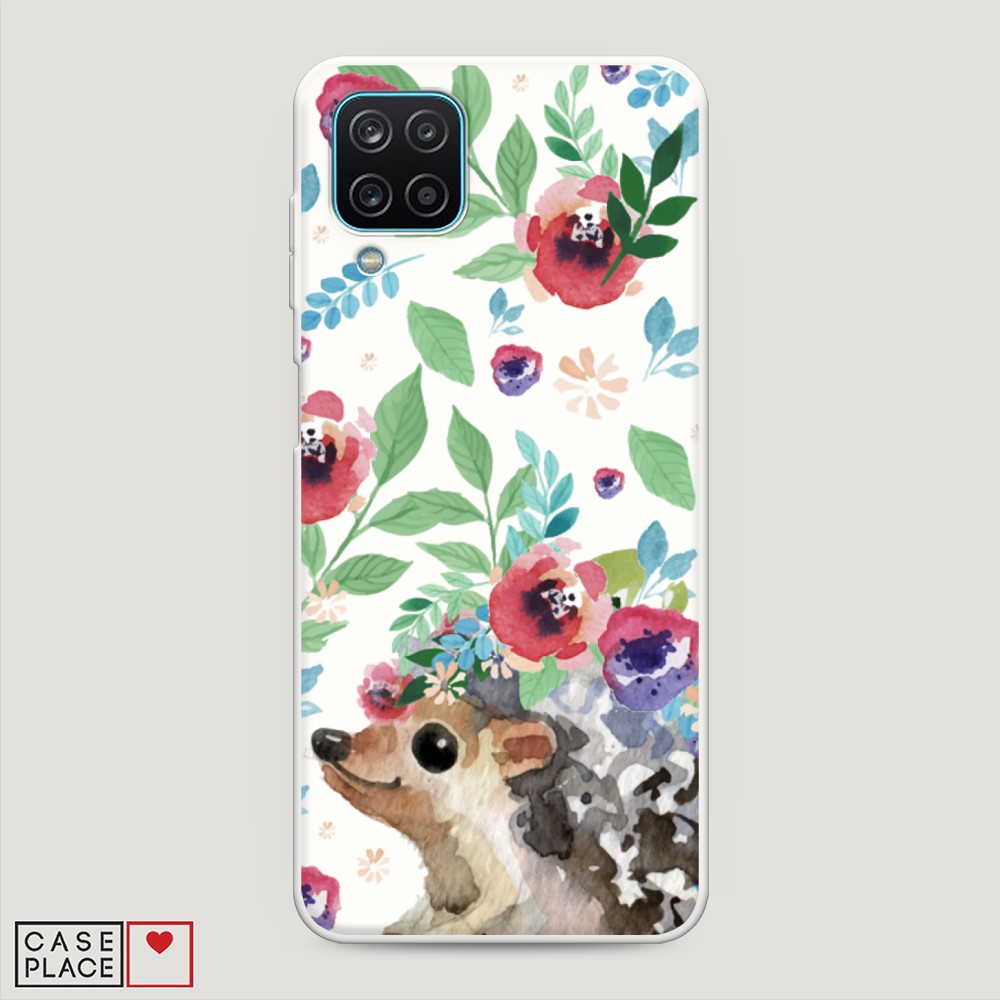 

Матовый силиконовый чехол "Ежик в цветах акварель" на Samsung Galaxy A12, 2101657-1