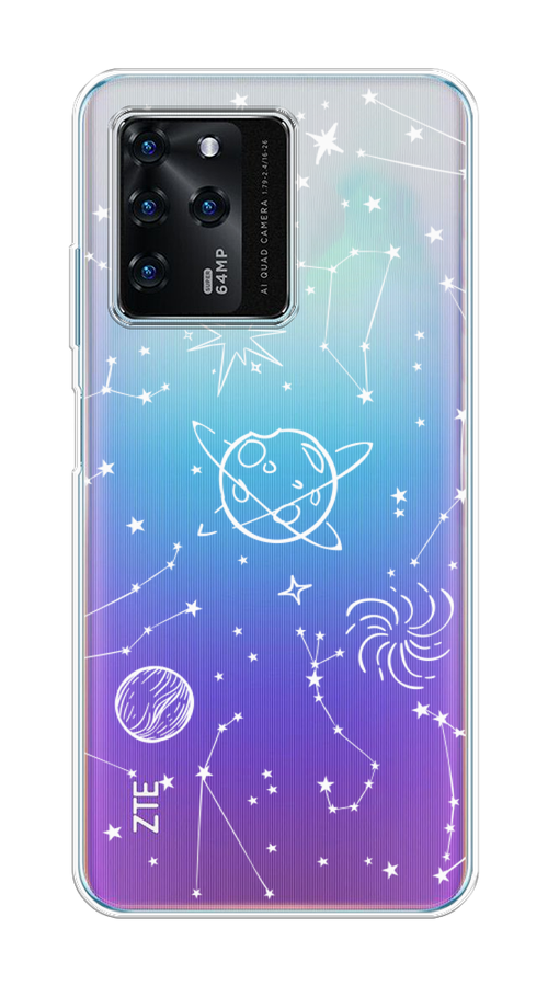 

Чехол на ZTE Blade V30 "Планеты в космосе", Белый, 135350-2