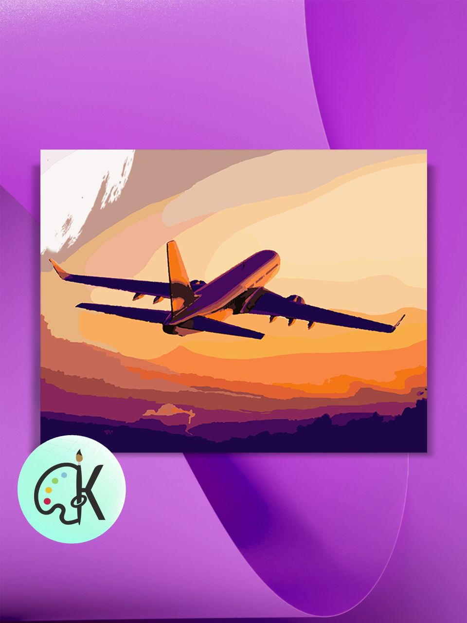 

Картина по номерам на холсте Культура Цвета Plane and sunset, 40 х 60 см, Plane and sunset