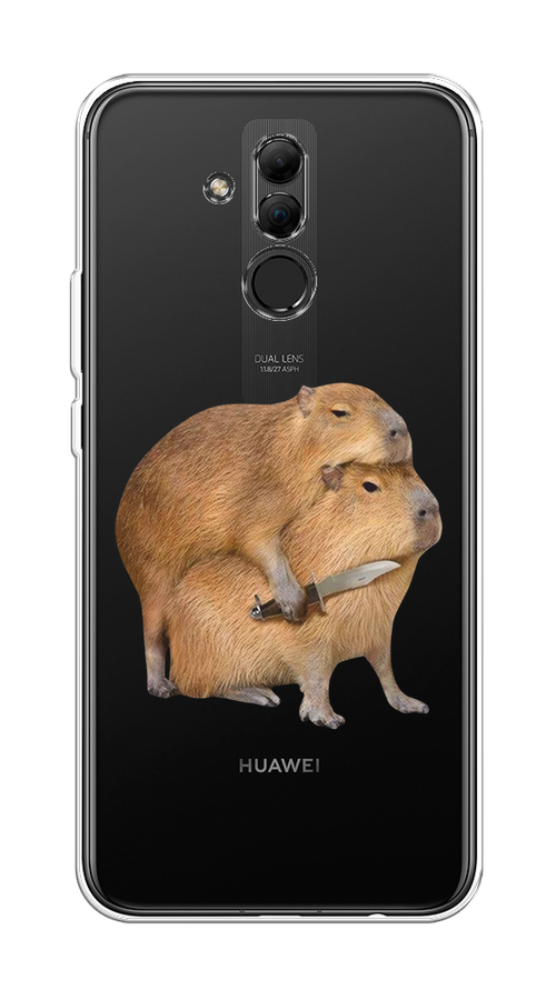 

Чехол на Huawei Mate 20 Lite "Капибара с ножом", Бежевый, 66650-1