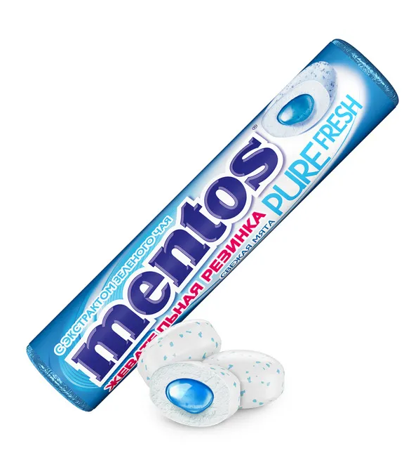 Жевательная резинка Mentos Pure Fresh вкус Свежая мята (15.5г х 24шт.)