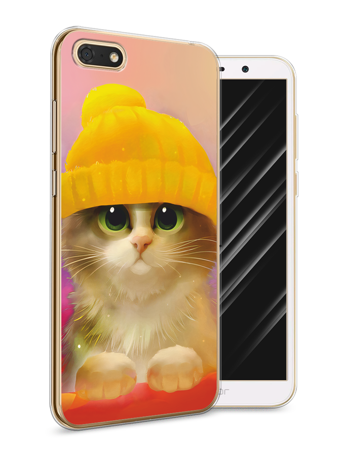 

Чехол Awog на Huawei Y5 2018 "Котенок в желтой шапке", Желтый, 65950-2