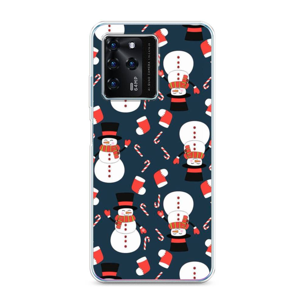 

Чехол на ZTE Blade V30 "Синие снеговики", Синий;белый;красный, 135350-5