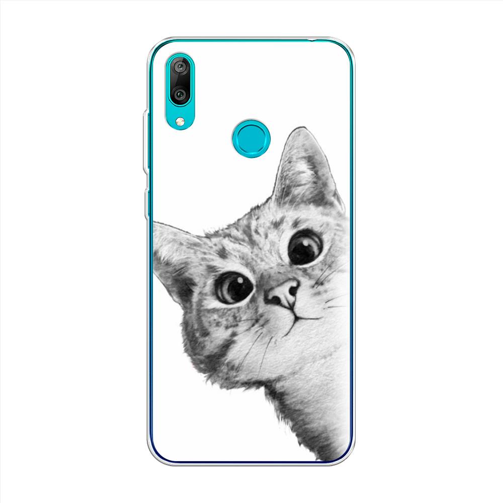 

Чехол Awog на Huawei Y7 2019 "Кот рисунок черно-белый", Черный, 68450-1