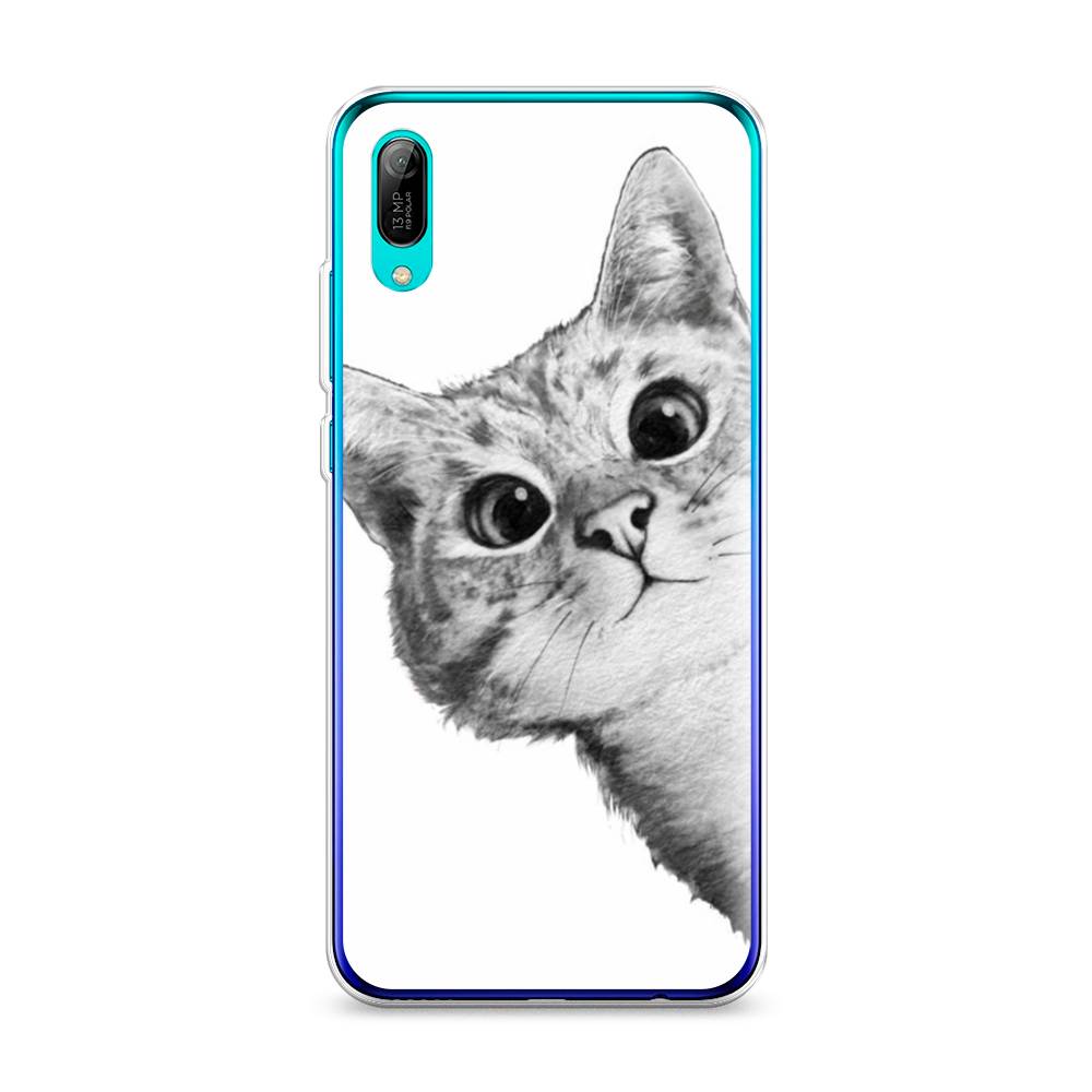 фото Чехол awog "кот рисунок черно-белый" для huawei y6 pro (prime) 2019