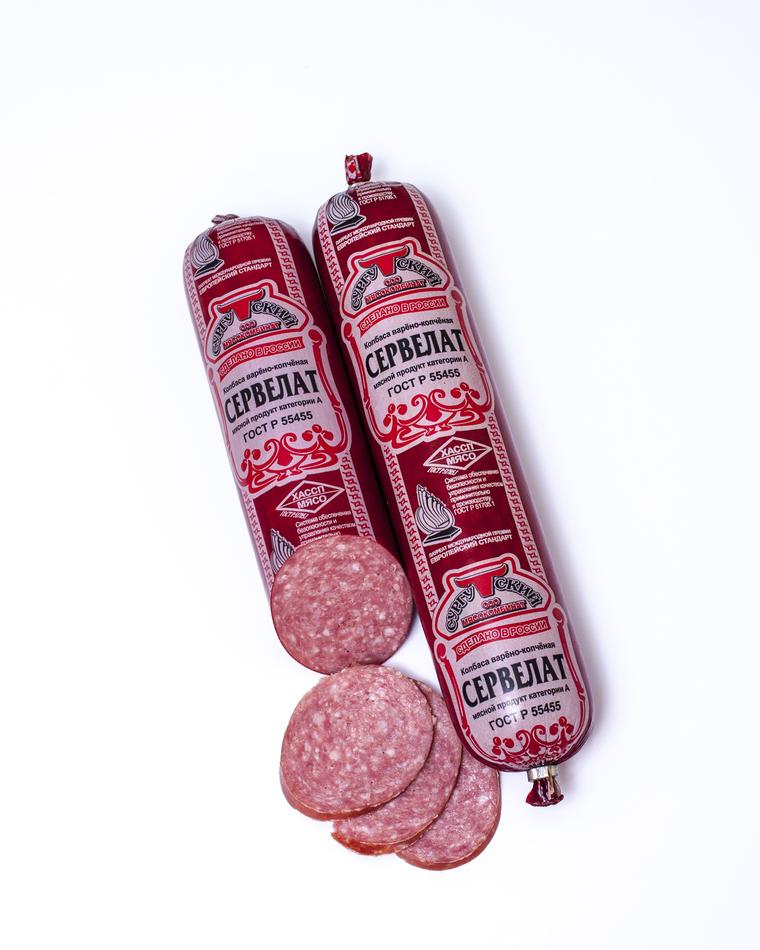 

Колбаса варено-копченая Сургутский мясокомбинат Сервелат Европейский категория Д